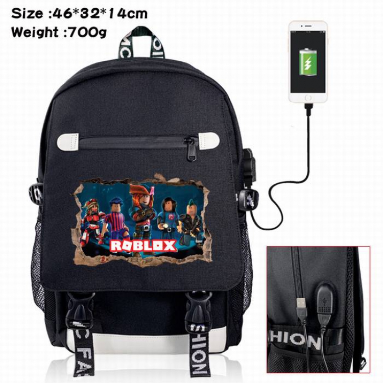 Roblox-19A Black Color data cable Backpack