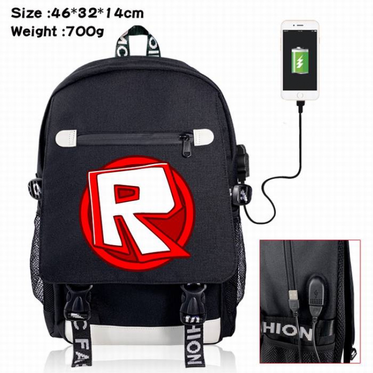 Roblox-22A Black Color data cable Backpack