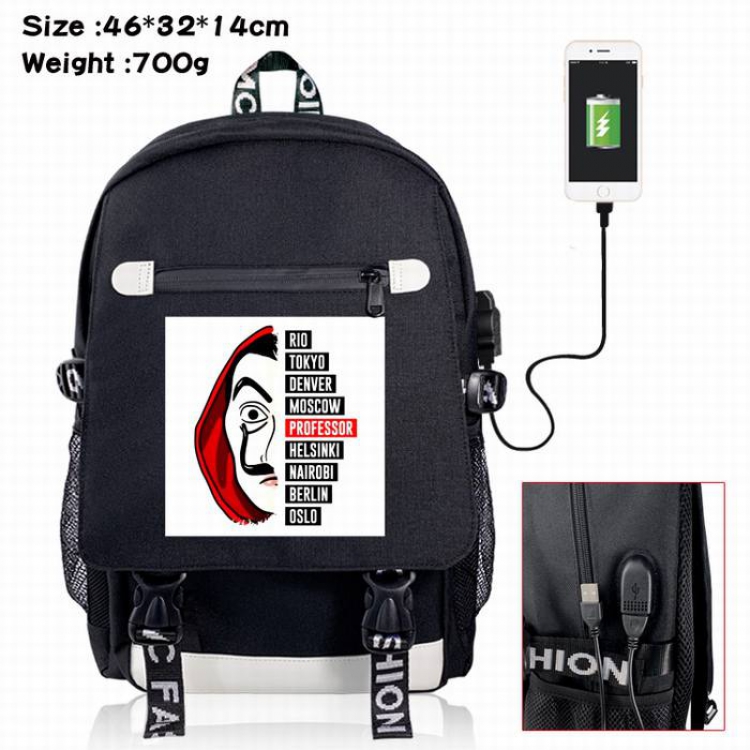 House of Paper-4A Black Color data cable Backpack