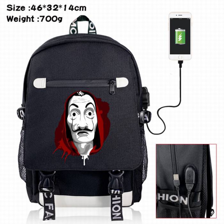 House of Paper-6A Black Color data cable Backpack