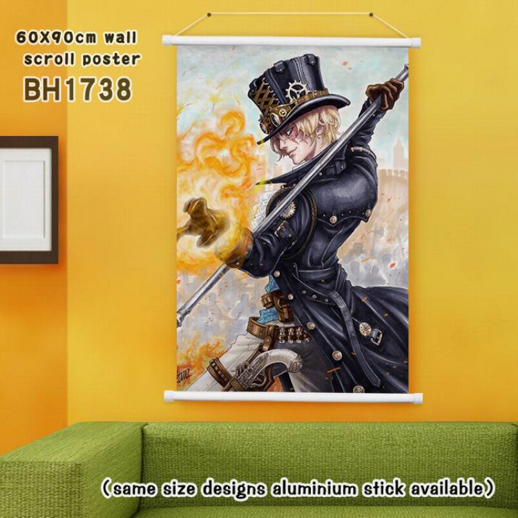 One Piece White Plastic rod Cloth painting Wall Scroll 60X90CM BH1738