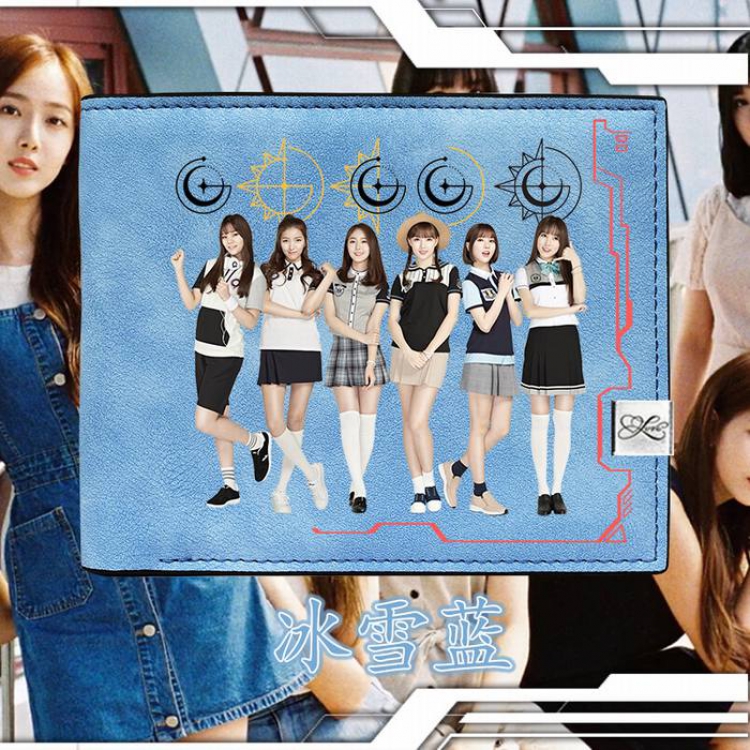 GFRIEND-4 Blue Harajuku College style PU short wallet 12X10CM