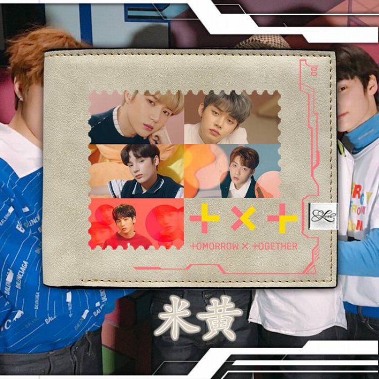 TXT-2 off-white Harajuku College style PU short wallet 12X10CM