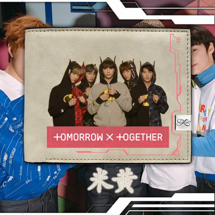 TXT-1 off-white Harajuku College style PU short wallet 12X10CM