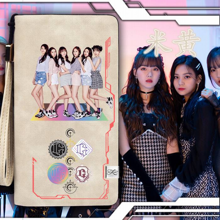 GFRIEND off-white Harajuku College style PU long zip wallet 11X20.5CM Style A