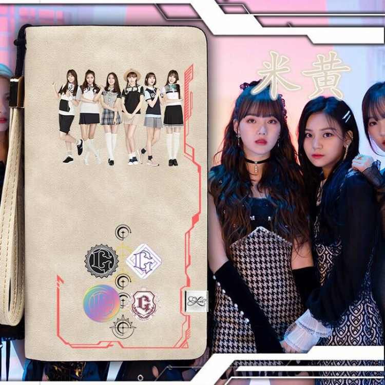 GFRIEND off-white Harajuku College style PU long zip wallet 11X20.5CM Style B