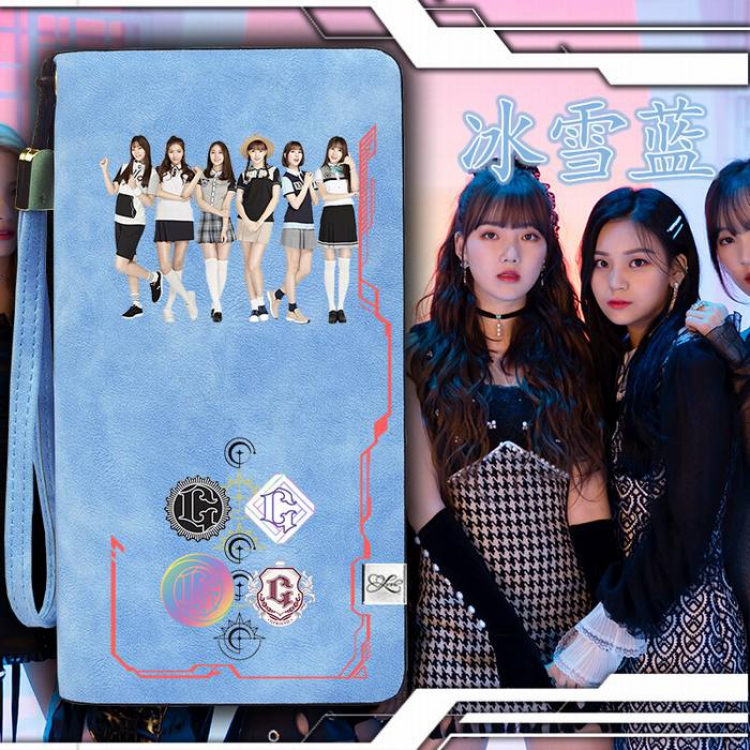 GFRIEND Blue Harajuku College style PU long zip wallet 11X20.5CM Style D