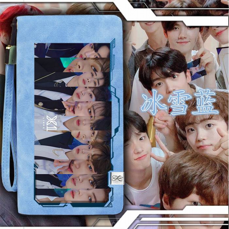 X ONE Blue Harajuku College style PU long zip wallet 11X20.5CM Style C