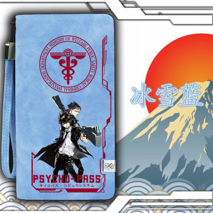 Psycho-Pass Blue Harajuku College style PU long zip wallet 11X20.5CM Style D