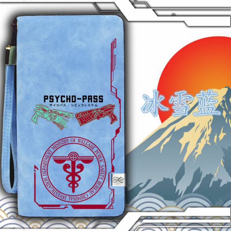 Psycho-Pass Blue Harajuku College style PU long zip wallet 11X20.5CM Style F