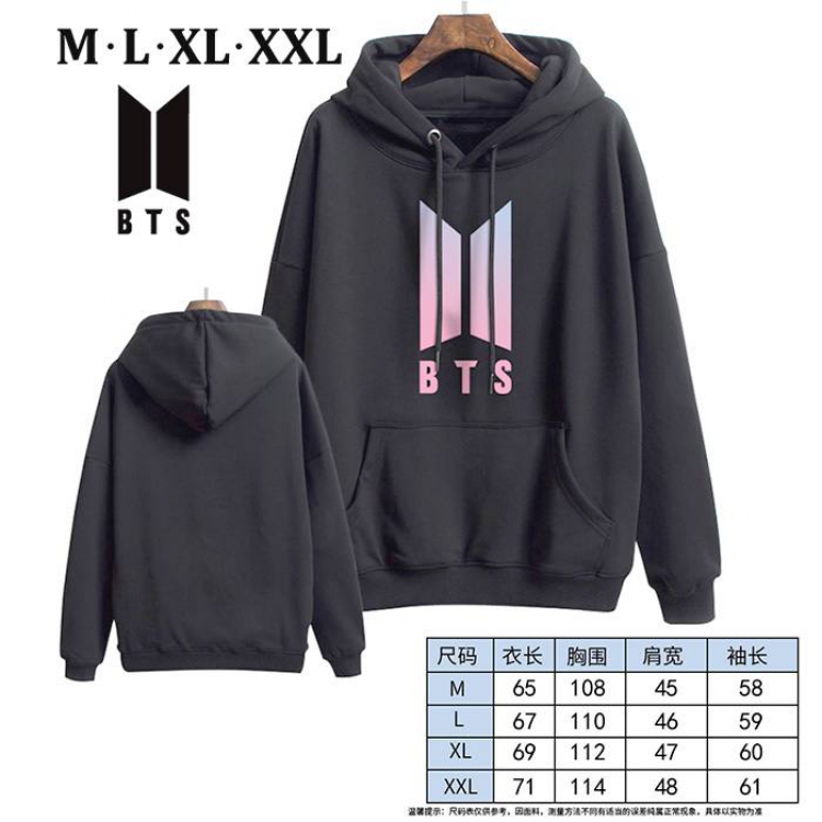 BTS-4A Black Printed hooded and velvet padded sweater M L XL XXL