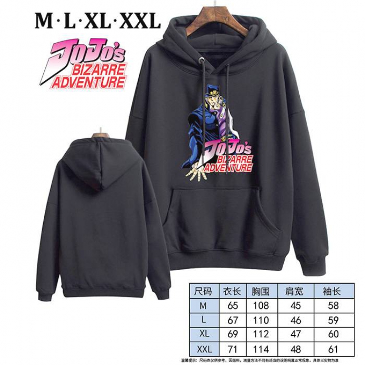 JoJos Bizarre Adventure-5 Black Printed hooded and velvet padded sweater M L XL XXL