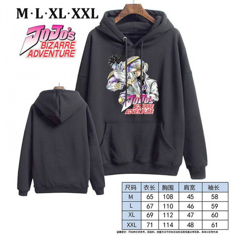 JoJos Bizarre Adventure-7 Black Printed hooded and velvet padded sweater M L XL XXL