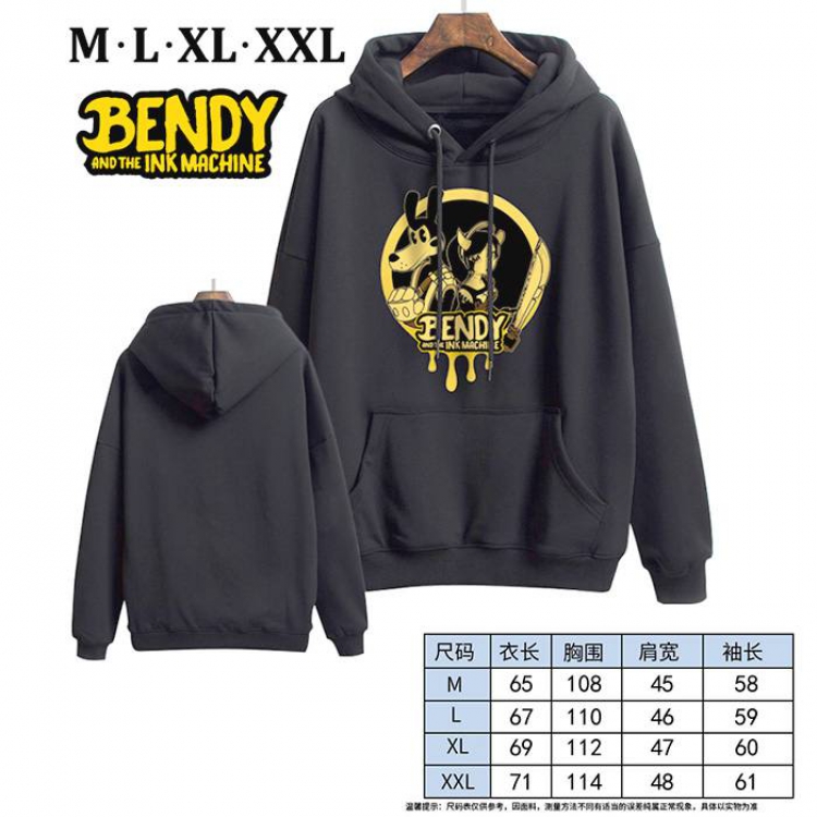 Bendy-13 Black Printed hooded and velvet padded sweater M L XL XXL