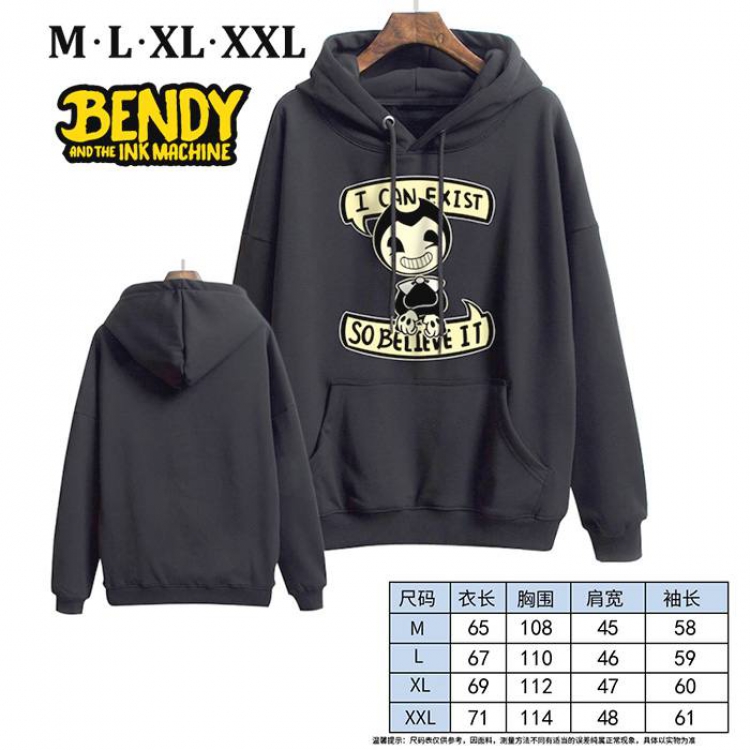 Bendy-4 Black Printed hooded and velvet padded sweater M L XL XXL
