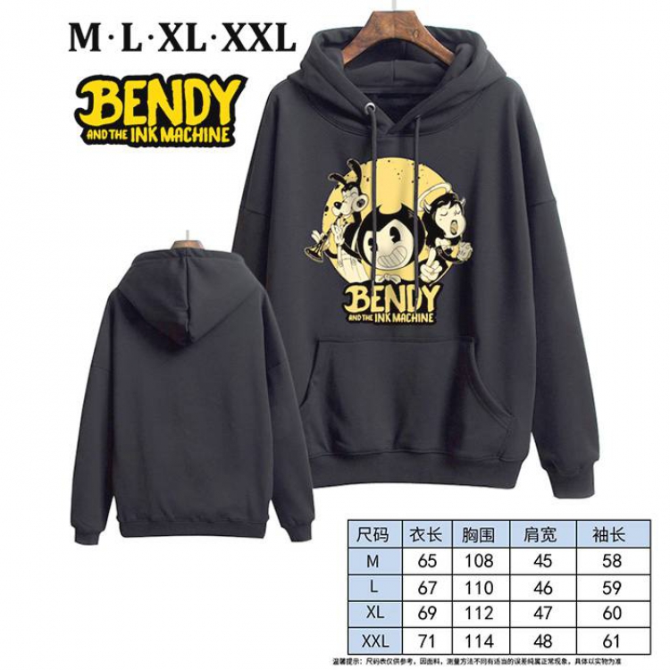 Bendy-2 Black Printed hooded and velvet padded sweater M L XL XXL