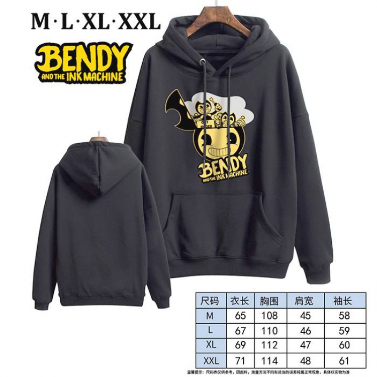 Bendy-9 Black Printed hooded and velvet padded sweater M L XL XXL