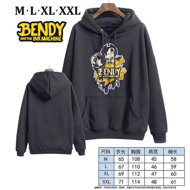 Bendy-7 Black Printed hooded and velvet padded sweater M L XL XXL