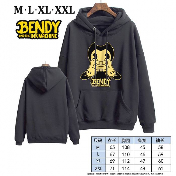 Bendy-8 Black Printed hooded and velvet padded sweater M L XL XXL