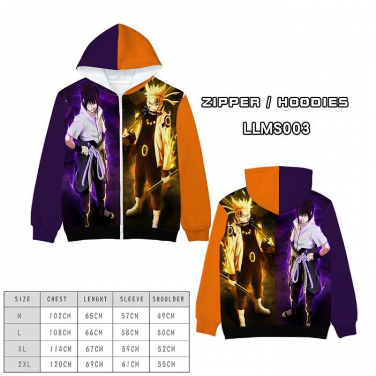 Naruto Anime full color zipper hooded sweater M L XL 2XL-LLMS003