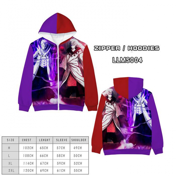 Naruto Anime full color zipper hooded sweater M L XL 2XL-LLMS004