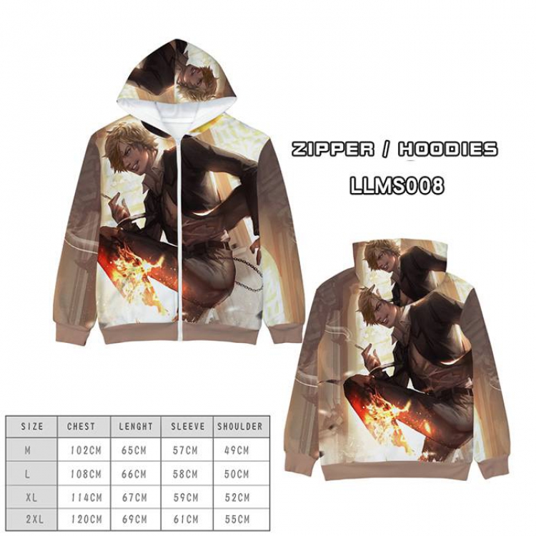 One Piece Anime full color zipper hooded sweater M L XL 2XL-LLMS008