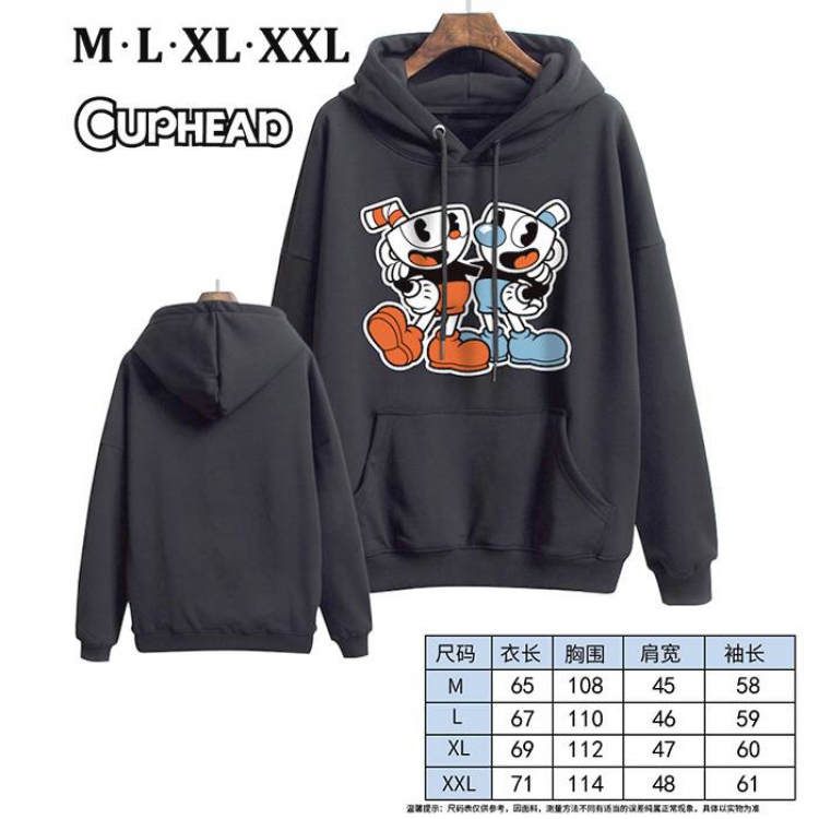 Cuphead-2 Black Printed hooded and velvet padded sweater M L XL XXL