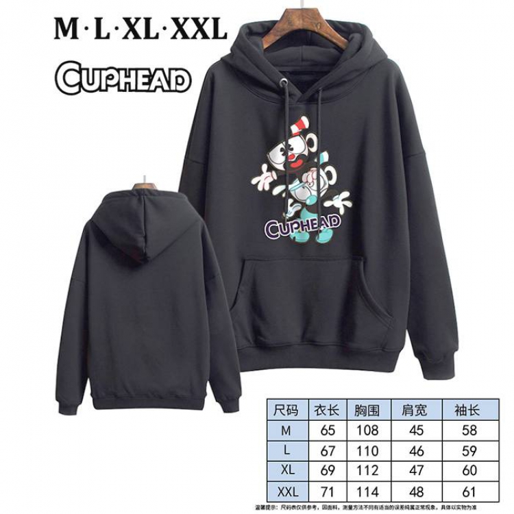 Cuphead-5 Black Printed hooded and velvet padded sweater M L XL XXL