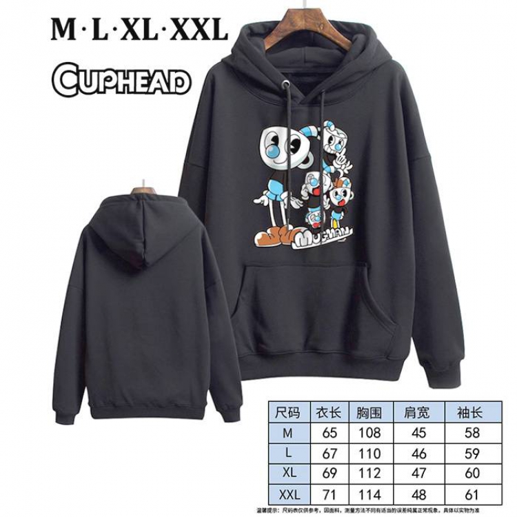 Cuphead-8 Black Printed hooded and velvet padded sweater M L XL XXL