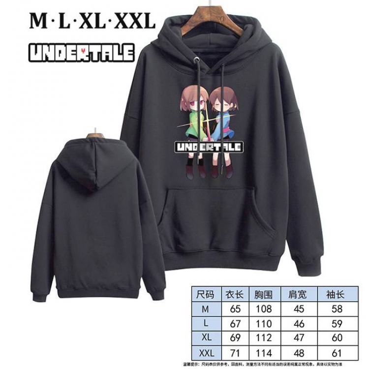 Undertale-15 Black Printed hooded and velvet padded sweater M L XL XXL