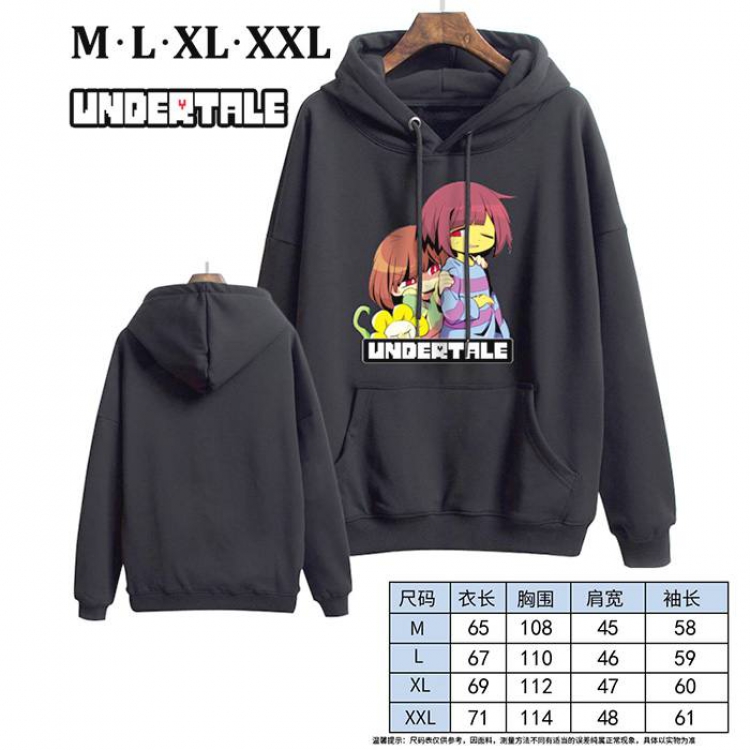 Undertale-14 Black Printed hooded and velvet padded sweater M L XL XXL