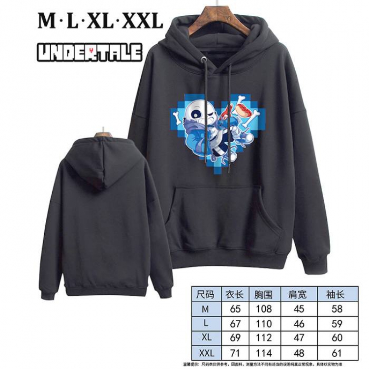 Undertale-12 Black Printed hooded and velvet padded sweater M L XL XXL