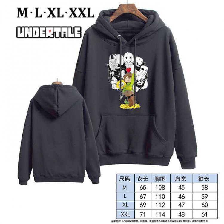 Undertale-2 Black Printed hooded and velvet padded sweater M L XL XXL