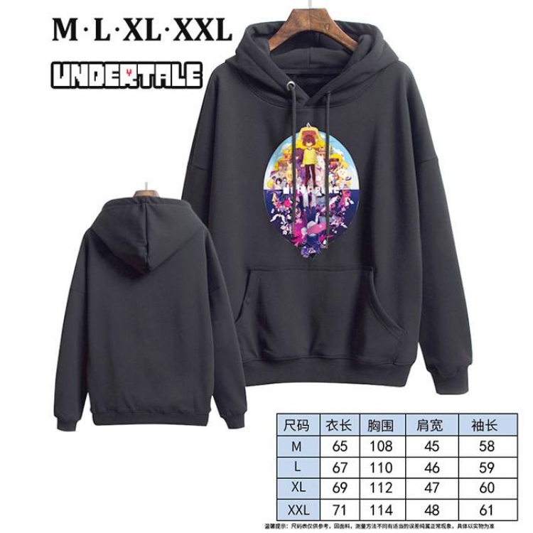 Undertale-16 Black Printed hooded and velvet padded sweater M L XL XXL