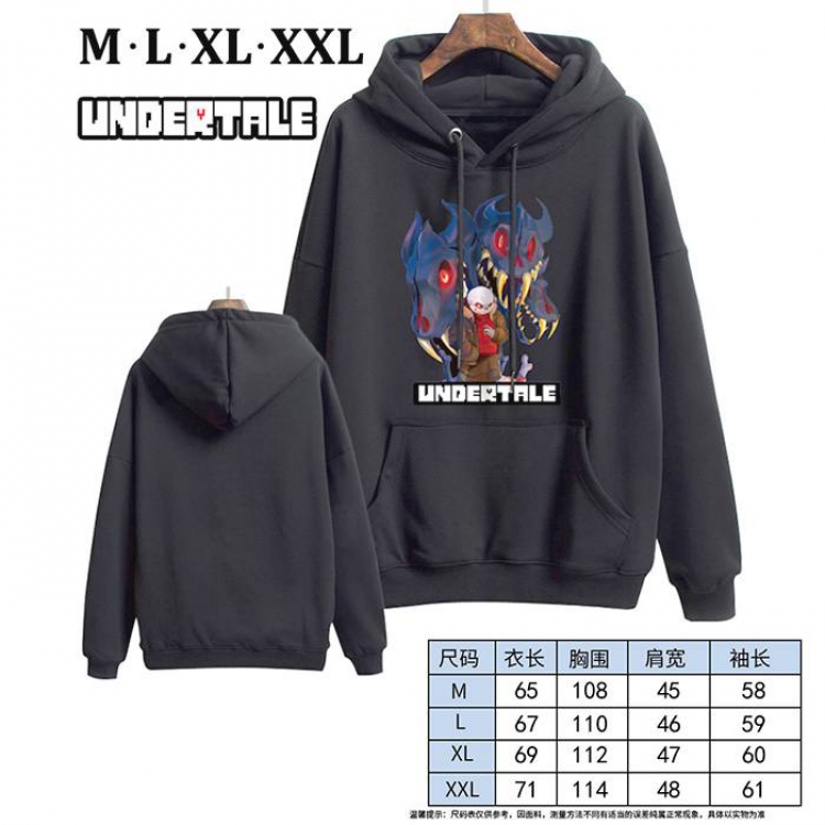 Undertale-18 Black Printed hooded and velvet padded sweater M L XL XXL
