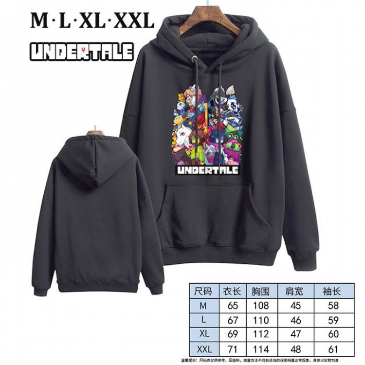 Undertale-5 Black Printed hooded and velvet padded sweater M L XL XXL