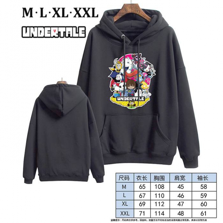 Undertale-9 Black Printed hooded and velvet padded sweater M L XL XXL