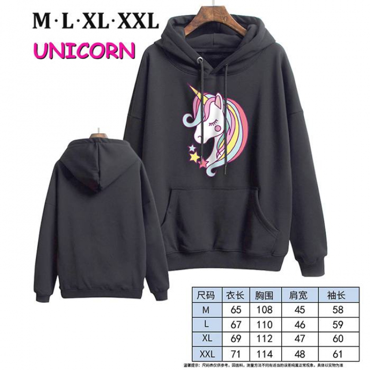 Unicorn-12 Black Printed hooded and velvet padded sweater M L XL XXL
