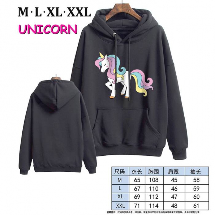Unicorn-11 Black Printed hooded and velvet padded sweater M L XL XXL