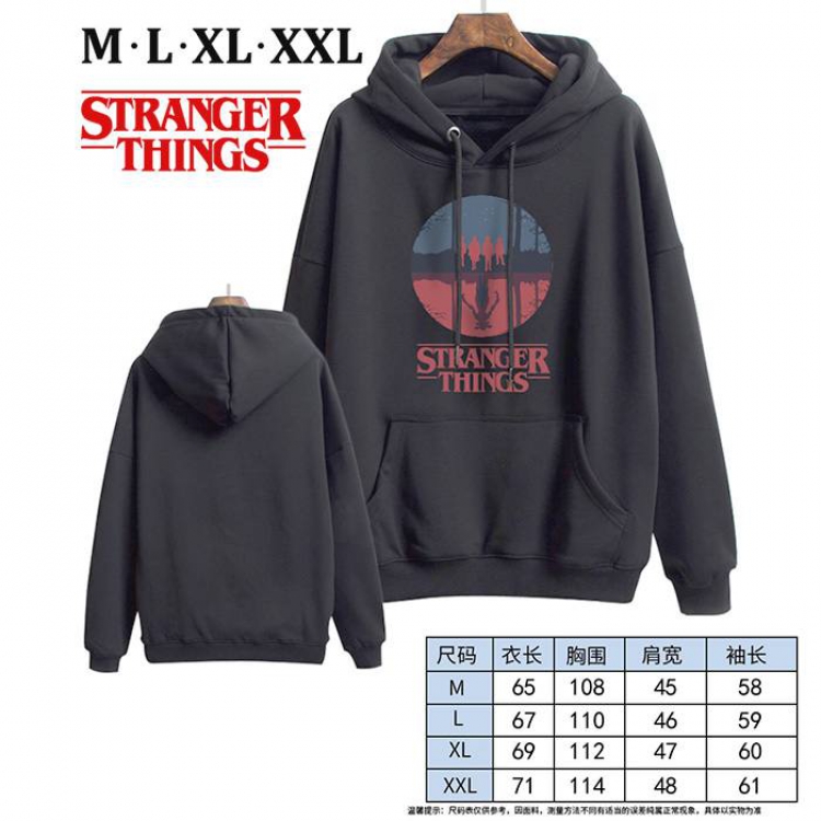 Stranger Things-11 Black Printed hooded and velvet padded sweater M L XL XXL