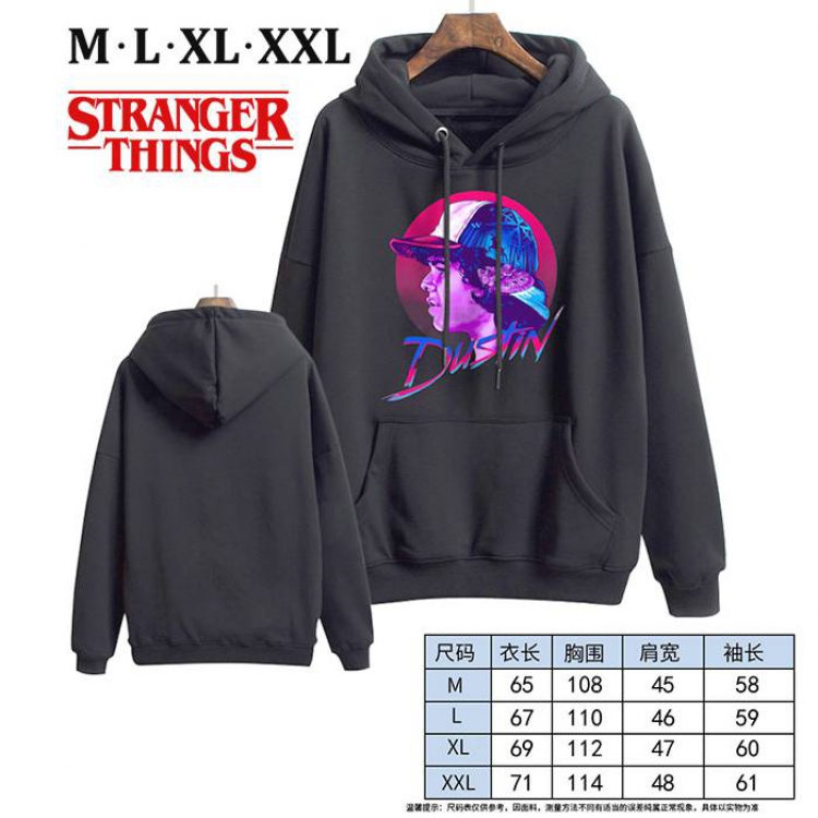Stranger Things-17 Black Printed hooded and velvet padded sweater M L XL XXL