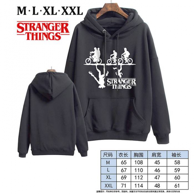 Stranger Things-14 Black Printed hooded and velvet padded sweater M L XL XXL