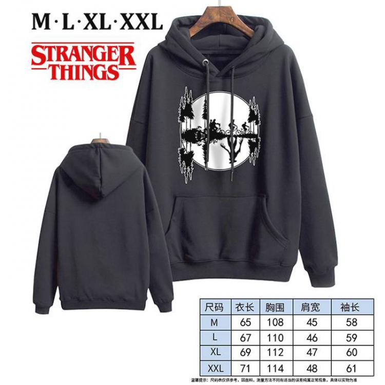 Stranger Things-18 Black Printed hooded and velvet padded sweater M L XL XXL
