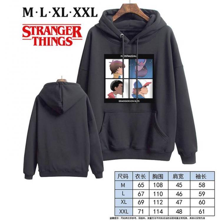 Stranger Things-15 Black Printed hooded and velvet padded sweater M L XL XXL