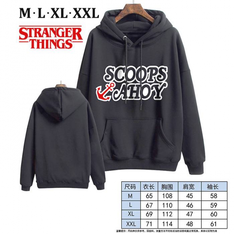 Stranger Things-19 Black Printed hooded and velvet padded sweater M L XL XXL