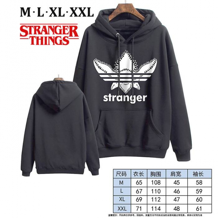 Stranger Things-2 Black Printed hooded and velvet padded sweater M L XL XXL