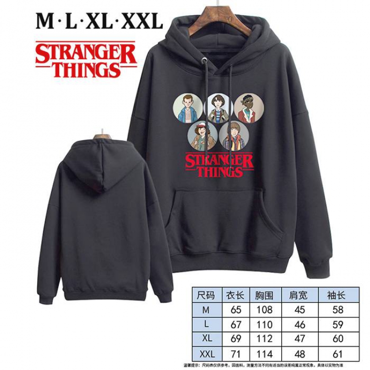 Stranger Things-8 Black Printed hooded and velvet padded sweater M L XL XXL