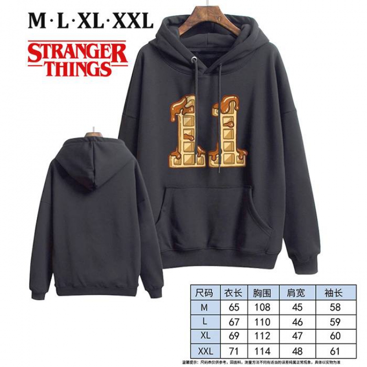 Stranger Things-6 Black Printed hooded and velvet padded sweater M L XL XXL