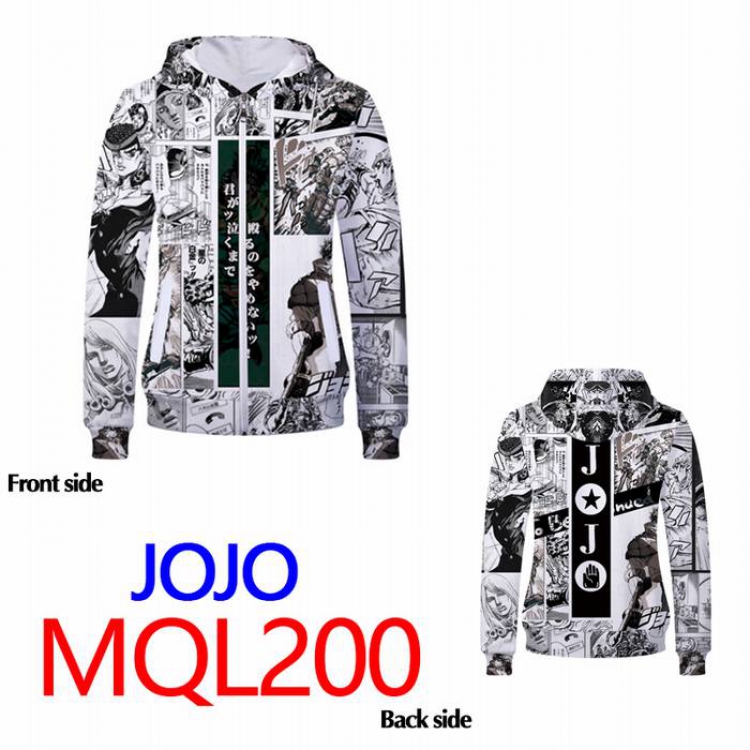 JoJos Bizarre Adventure Full color zipper hooded Coat Hoodie M L XL XXL XXXL MQL200