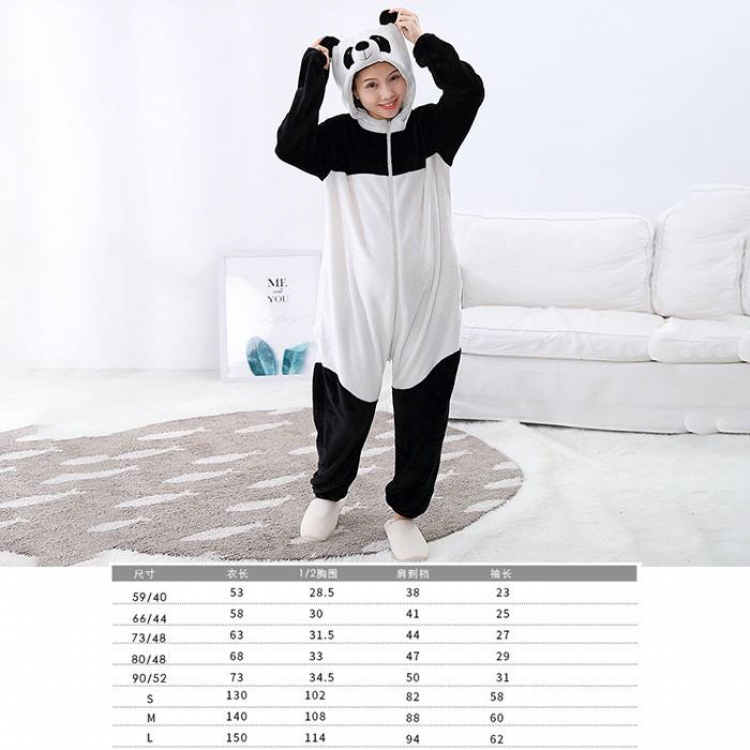 Cartoon Panda Flannel zipper one-piece pajamas S M L Book three days in advance price for 2 pcs